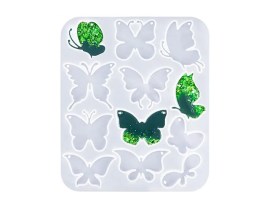 Molde silicona 12 aritos mariposas y corazones 